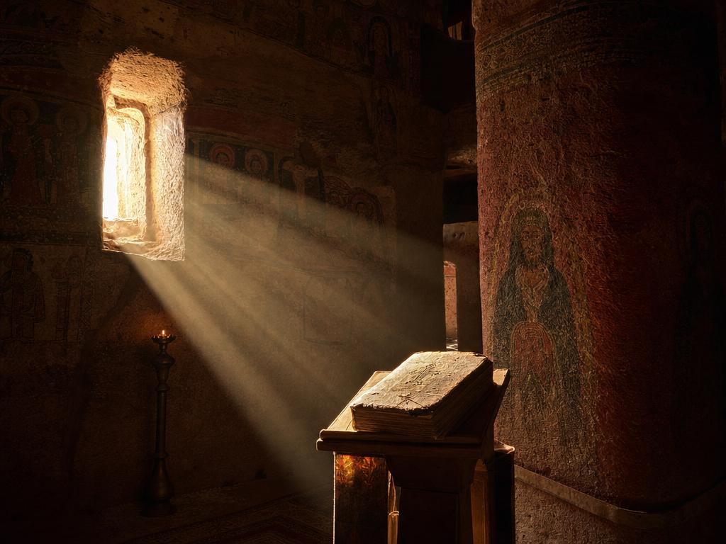Ancient Ethiopian Orthodox rock hewn church at Lalibela